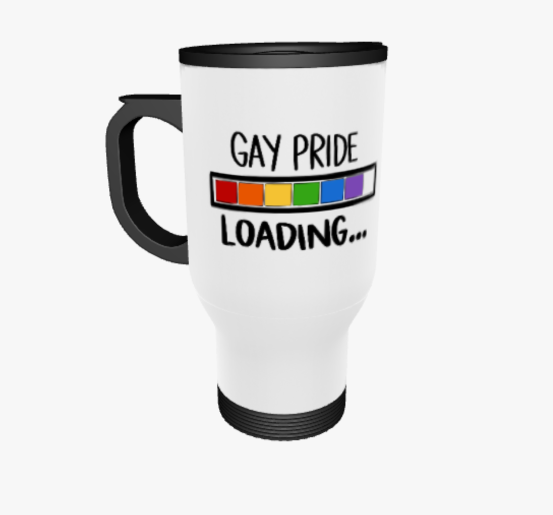 Gay Pride Loading, LGBTQ+ Ceramic Mug, Coaster, Cushion, Water Bottle, Keyring, Travel Mug