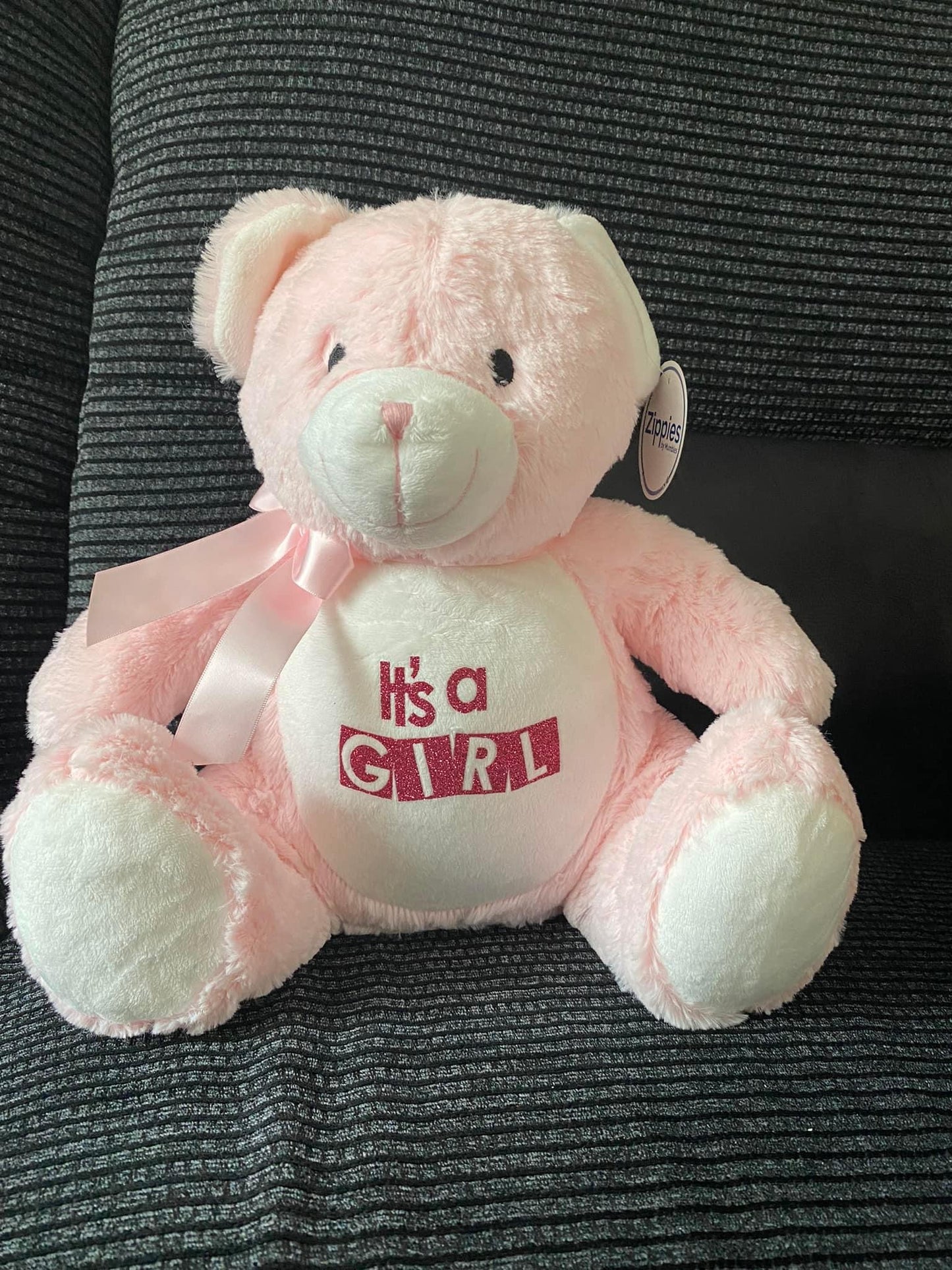 Pink Bear, Mumbles Bear, Personalised Soft Toy