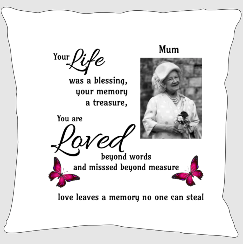 Personalised Cushion, Memorial Pillow, Robin, Add your own text or Picture, 45cm