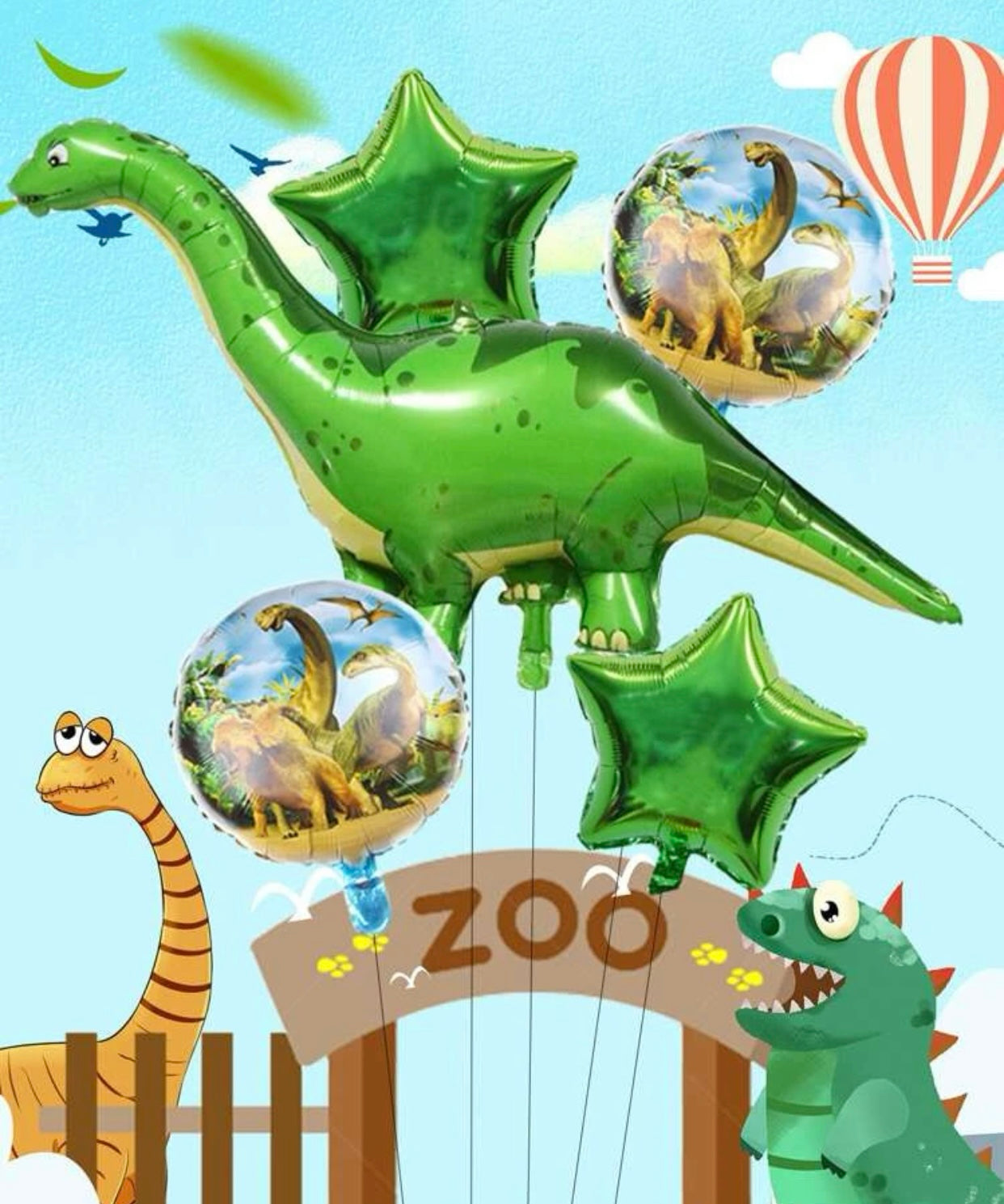 Dinosaur Foil Balloon, Party Decoration, Balloon, Birthday Kit, 5 Piece