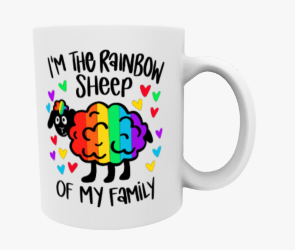 I’m the Rainbow Sheep of My Family, Travel Mug, Ceramic Mug, Coaster, Cushion, Water Bottle, Keyring