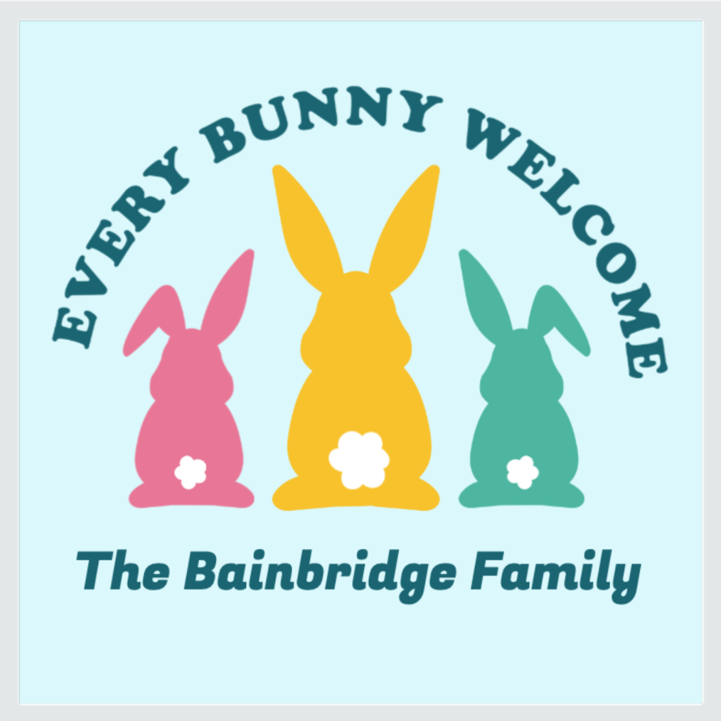 Personalised Every Bunny Welcome, Family Surname, Photo Slate
