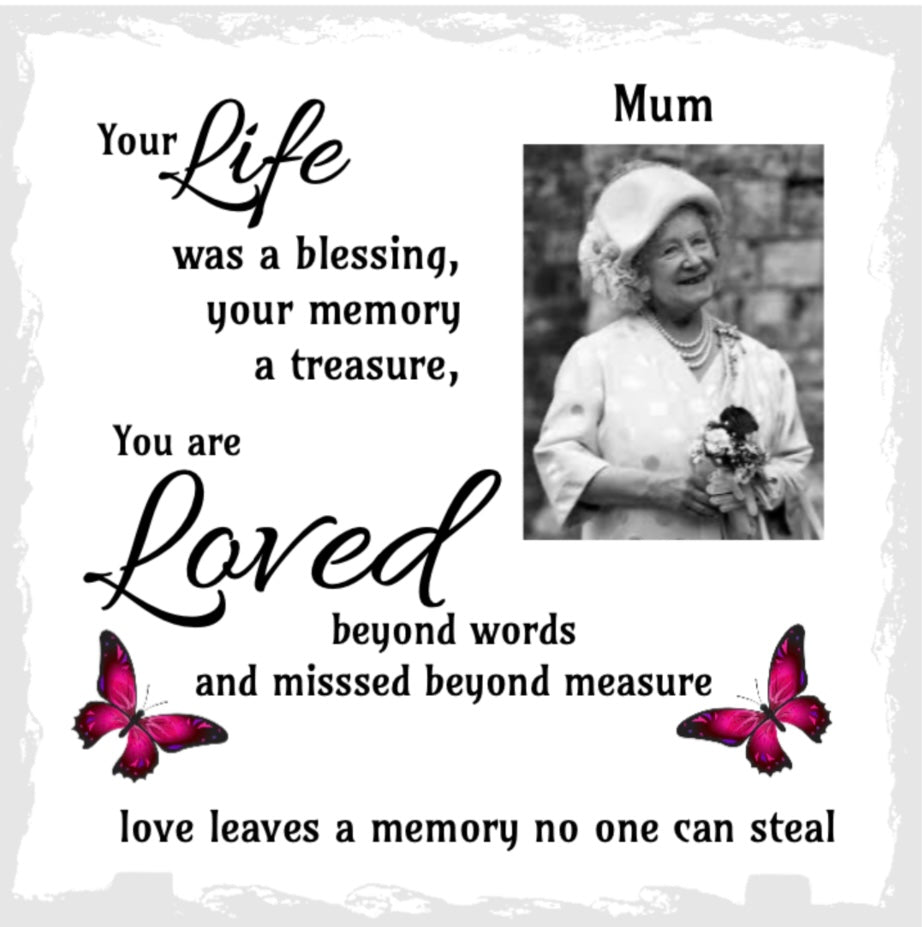 Personalised Photo Slate, Memorial, Your Life was a Blessing, add your photo