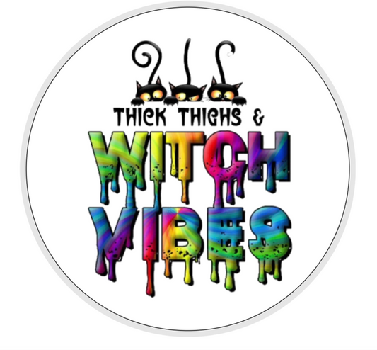 Thick Thighs and Witchy Vibes Ceramic Mug, Travel Mug, Coaster, Cushion, Water Bottle, Keyring