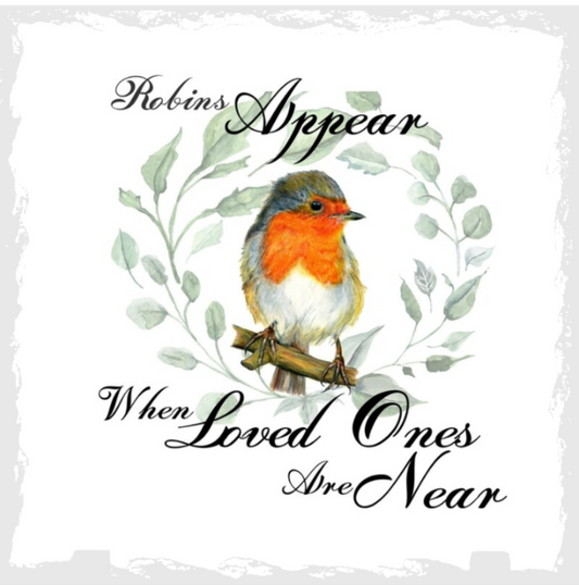 Personalised Photo Slate, Memorial, Robins Appear when Loved Ones are Near, add your photo