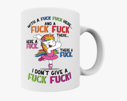 Swearing Unicorn, F Word, Ceramic Mug & Coaster