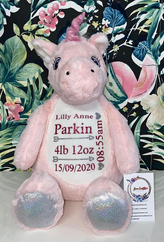Unicorn, Mumbles Bear, Personalised Soft Toy