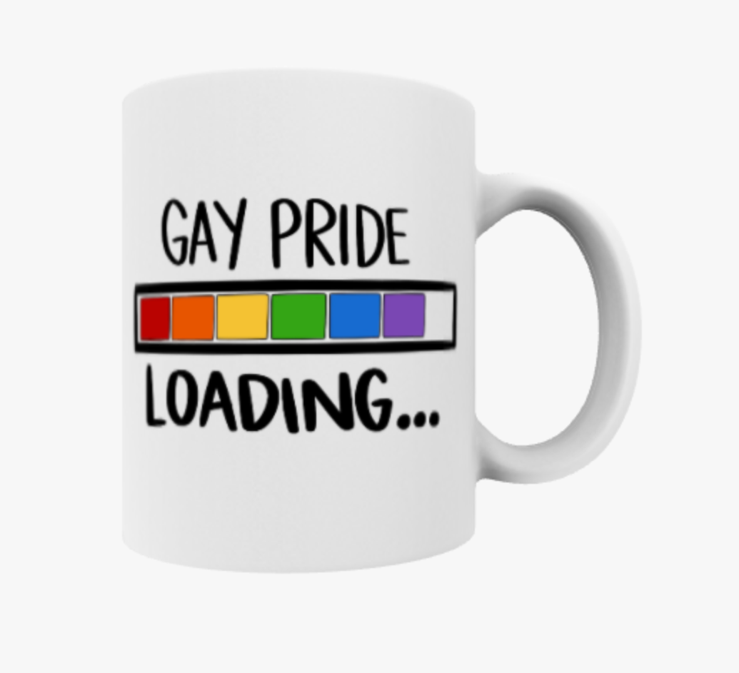 Gay Pride Loading, LGBTQ+ Ceramic Mug, Coaster, Cushion, Water Bottle, Keyring, Travel Mug