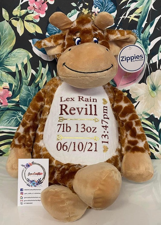 Giraffe, Mumbles Bear, Personalised Soft Toy