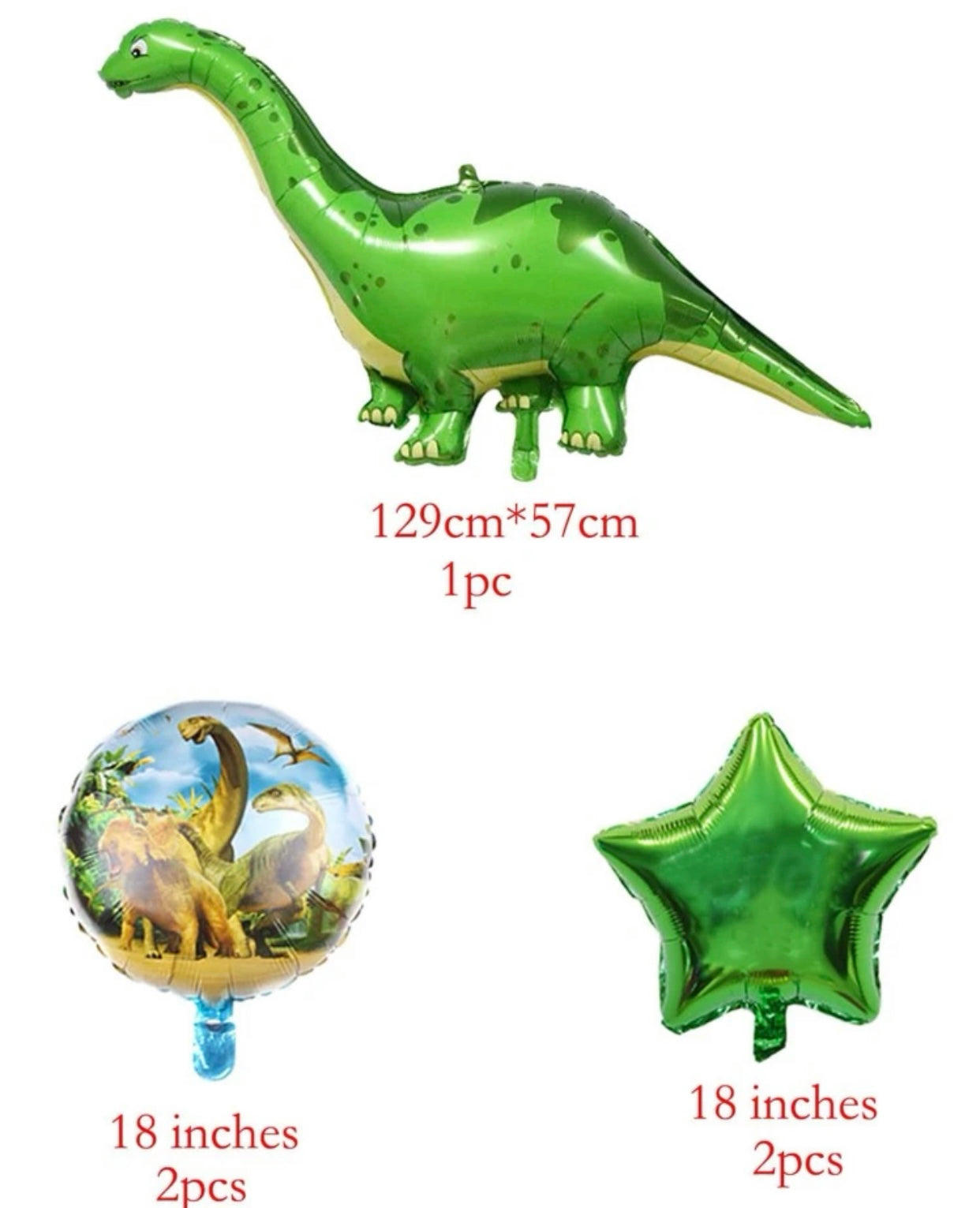 Dinosaur Foil Balloon, Party Decoration, Balloon, Birthday Kit, 5 Piece