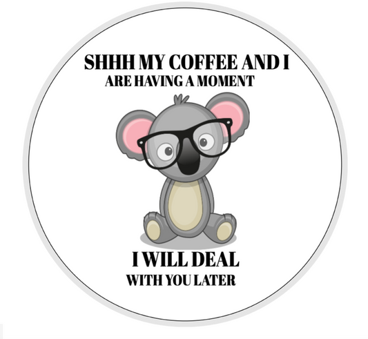 My Coffee and I, Travel Mug, Ceramic Mug, Coaster, Cushion, Water Bottle, Keyring