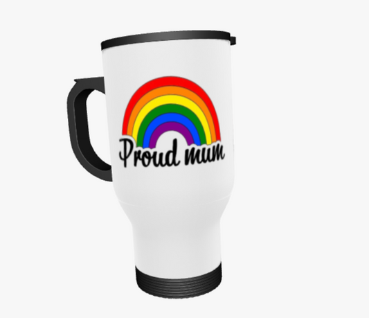 Proud Mum, LGBTQ+ Travel Mug, Thermos, Gay Pride